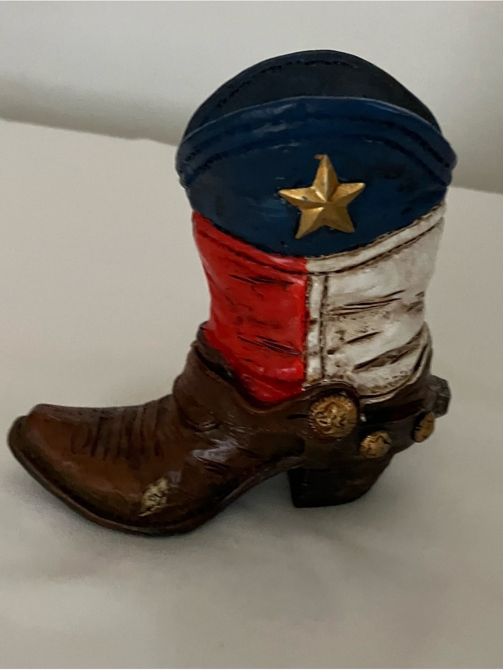 Vintage Patriotic Cowboy Boot Decor - Blue, Red, White, Brown